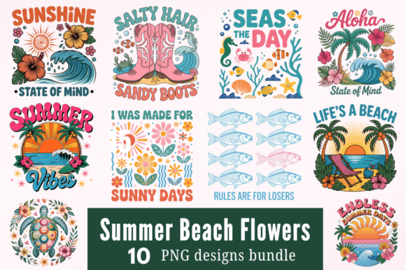 Download Summer Beach Flowers Sublimation Designs - Flowers sublimation Collection