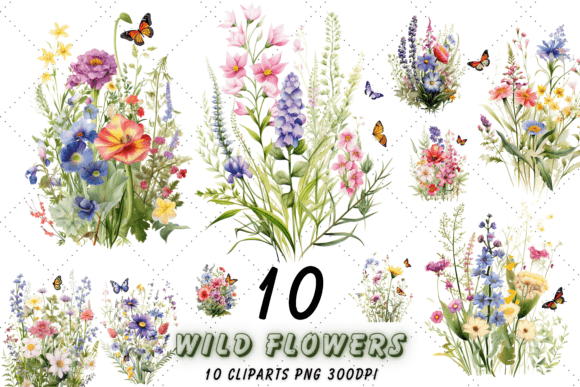 Download Watercolor Wild Flowers Clipart Bundle - Wild flowers Collection