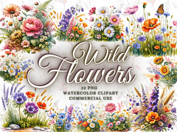 Download Watercolor Wild Flowers Clipart Png - Wild flowers Collection