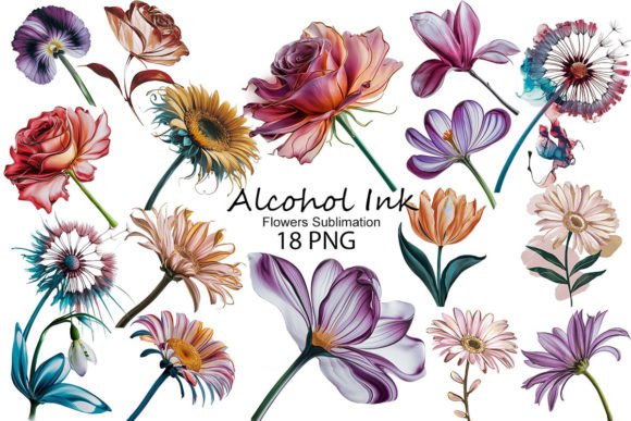 Download Alcohol Ink Flowers Sublimation - Flowers sublimation Collection