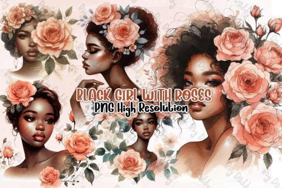 Download Black Girl with Roses Sublimation - Premium Resources